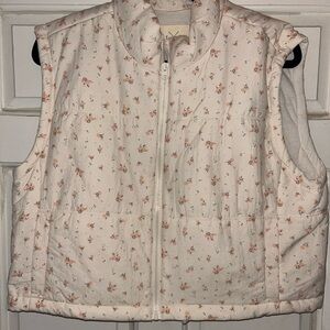 Thread & Supply Floral White Crop Puffer Vest